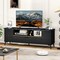 Black Faux Marble TV Stand with Gold Edges, Storage Cabinets and Adjustable Shelves